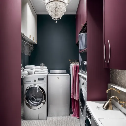 Glam Laundry Room design - AI generated interior design visualization
