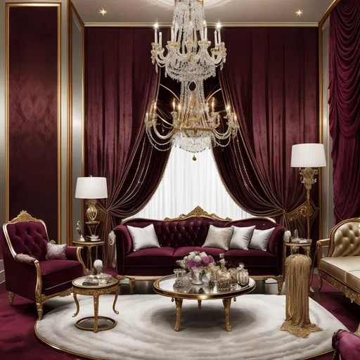 Glam Living Room design - AI generated interior design visualization