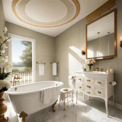 Grandmillennial Bathroom design - AI generated interior design visualization