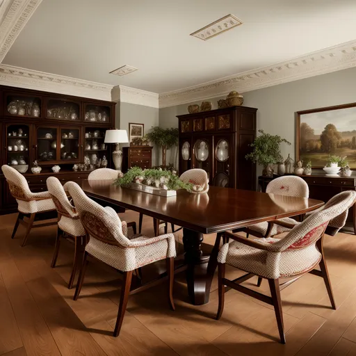 Grandmillennial Dining Room design - AI generated interior design visualization