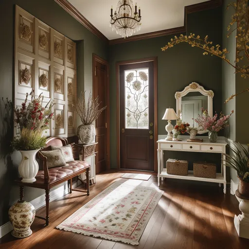 Grandmillennial Entryway design - AI generated interior design visualization