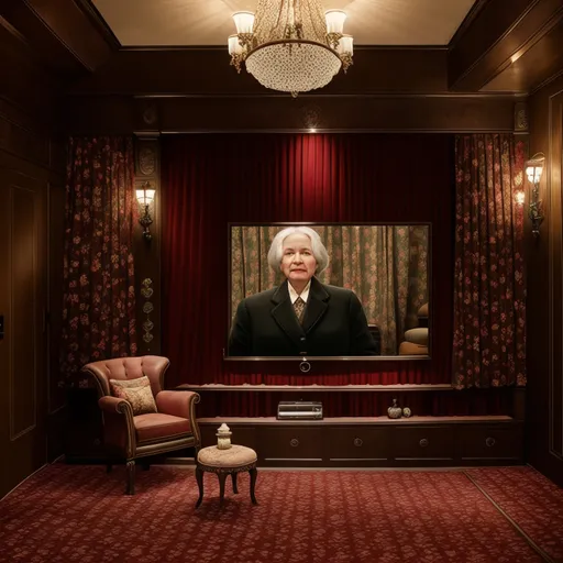 Grandmillennial Home Theater design - AI generated interior design visualization