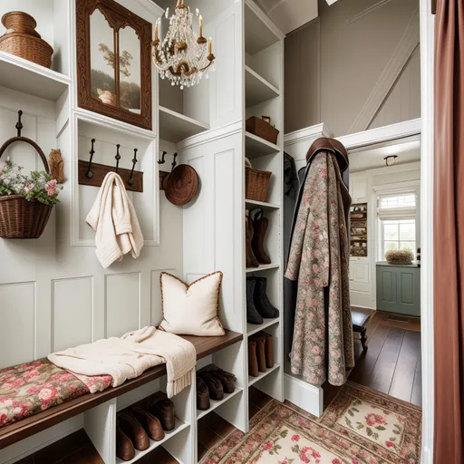 Grandmillennial Mudroom design - AI generated interior design visualization