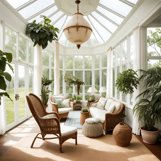 Grandmillennial Sunroom design - AI generated interior design visualization