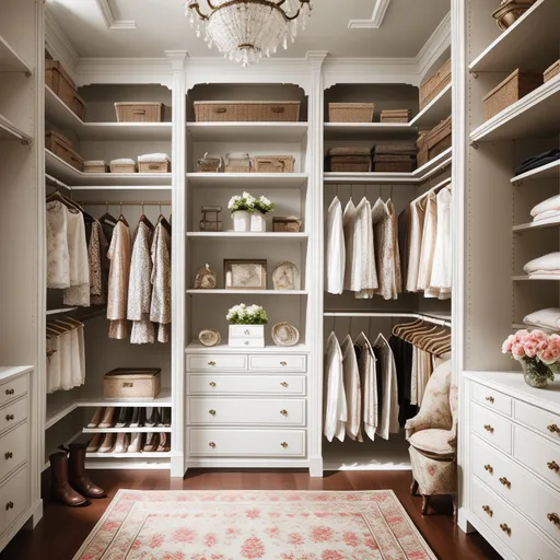 Grandmillennial Walk-in Closet design - AI generated interior design visualization
