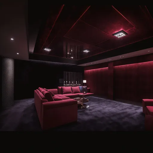 Hollywood Regency Basement design - AI generated interior design visualization