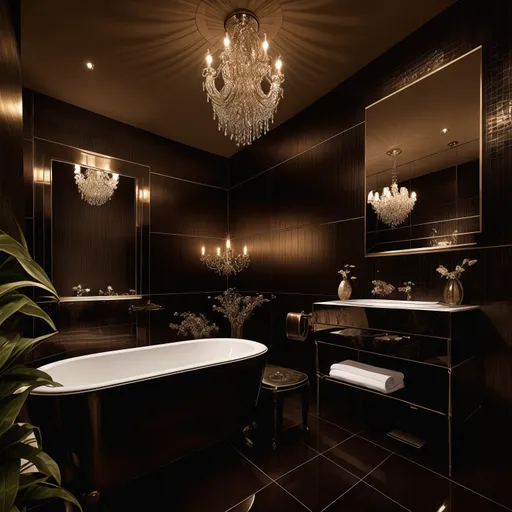 Hollywood Regency Bathroom design - AI generated interior design visualization