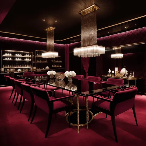 Hollywood Regency Dining Room design - AI generated interior design visualization