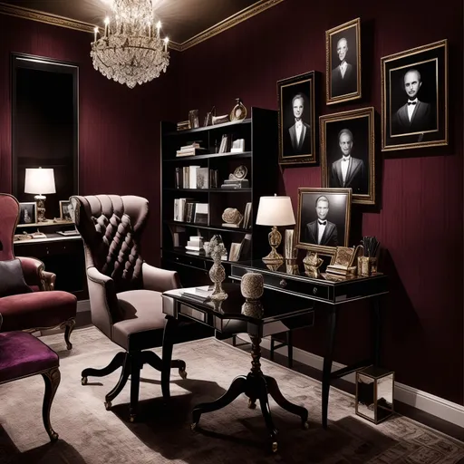 Hollywood Regency Home Office design - AI generated interior design visualization