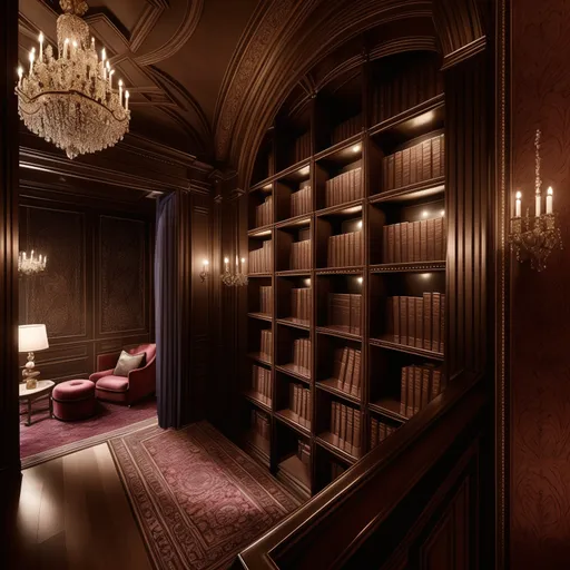 Hollywood Regency Library design - AI generated interior design visualization