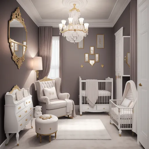 Hollywood Regency Nursery design - AI generated interior design visualization