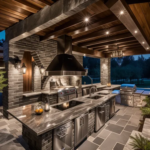Hollywood Regency Outdoor Kitchen design - AI generated interior design visualization
