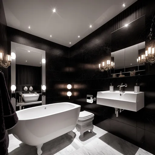 Hollywood Regency Powder Room design - AI generated interior design visualization