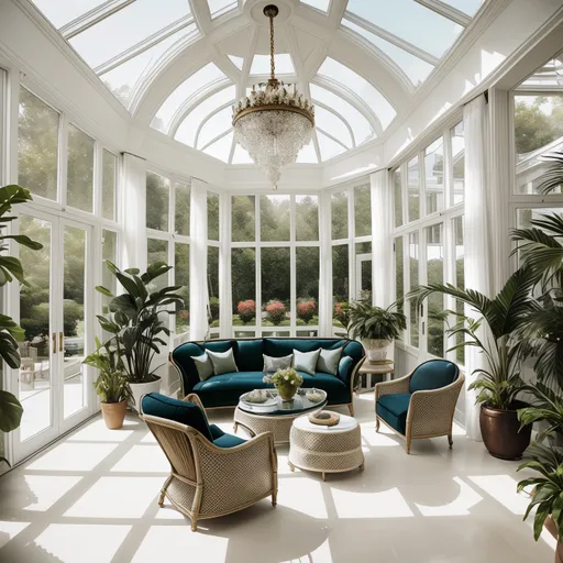 Hollywood Regency Sunroom design - AI generated interior design visualization