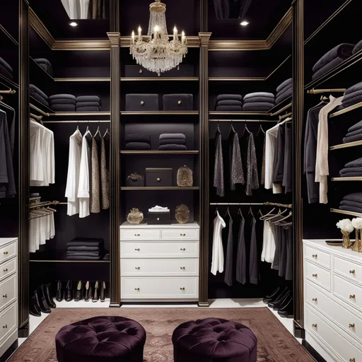 Hollywood Regency Walk-in Closet design - AI generated interior design visualization