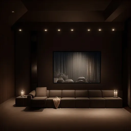 Hygge Home Theater design - AI generated interior design visualization
