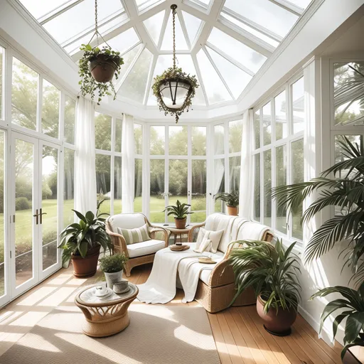 Hygge Sunroom design - AI generated interior design visualization