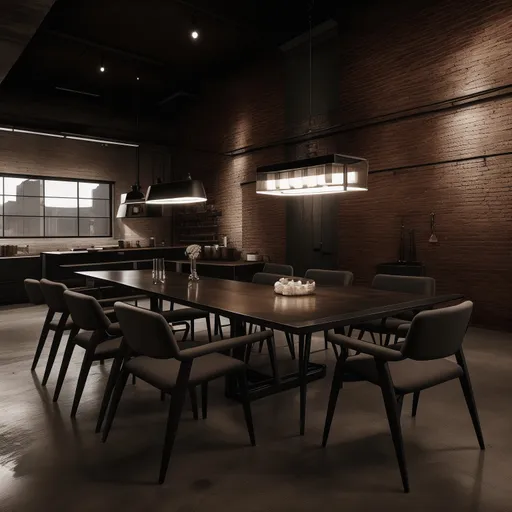 Industrial Dining Room design - AI generated interior design visualization