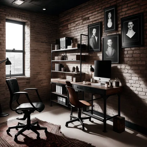 Industrial Home Office design - AI generated interior design visualization