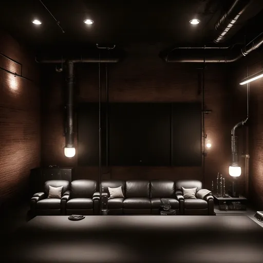 Industrial Home Theater design - AI generated interior design visualization