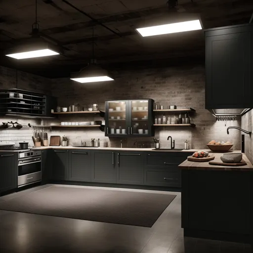 Industrial Kitchen design - AI generated interior design visualization