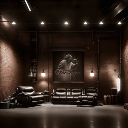 Industrial Man Cave design - AI generated interior design visualization