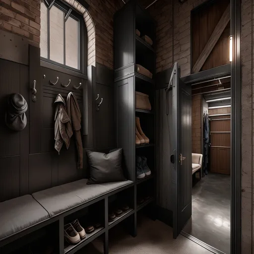 Industrial Mudroom design - AI generated interior design visualization