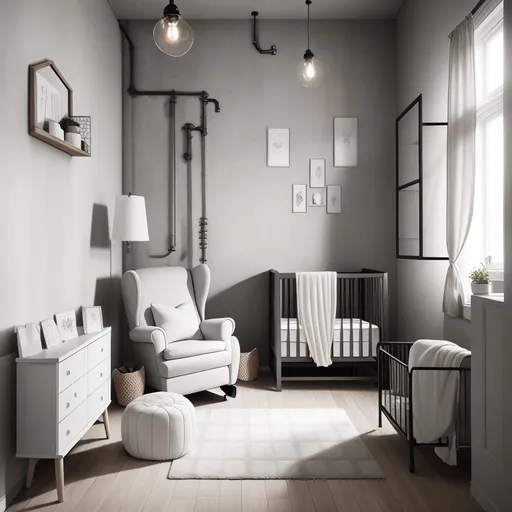 Industrial Nursery design - AI generated interior design visualization