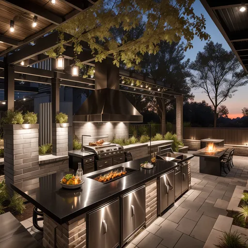 Industrial Outdoor Kitchen design - AI generated interior design visualization