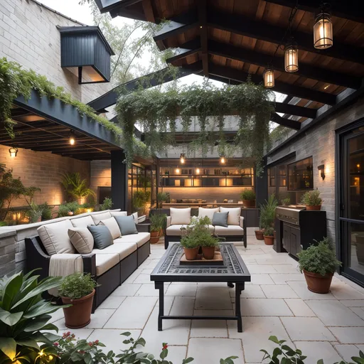 Industrial Patio design - AI generated interior design visualization