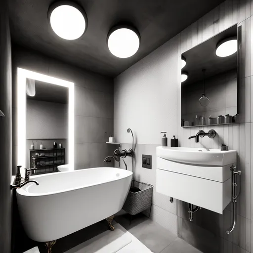 Industrial Powder Room design - AI generated interior design visualization