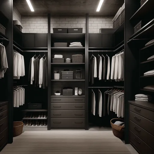 Industrial Walk-in Closet design - AI generated interior design visualization