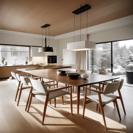 Japandi Dining Room design - AI generated interior design visualization