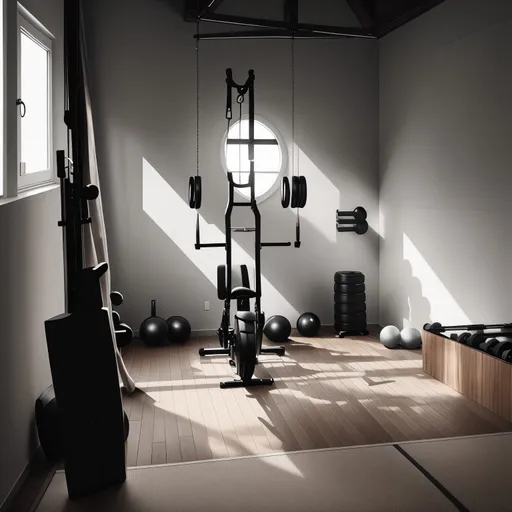 Japandi Home Gym design - AI generated interior design visualization