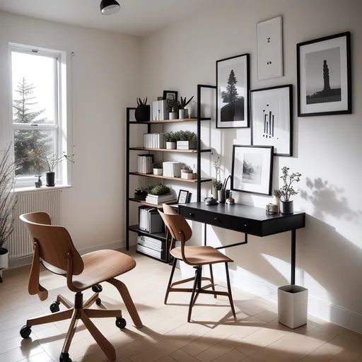 Japandi Home Office design - AI generated interior design visualization