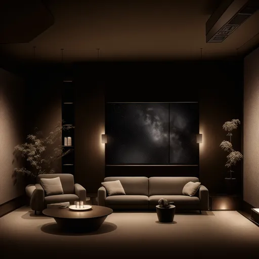Japandi Home Theater design - AI generated interior design visualization
