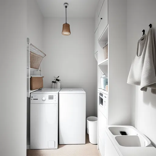 Japandi Laundry Room design - AI generated interior design visualization