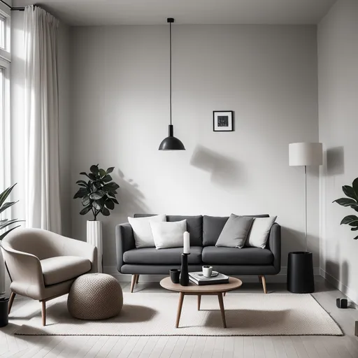 Japandi Living Room design - AI generated interior design visualization