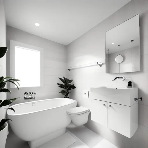 Japandi Powder Room design - AI generated interior design visualization