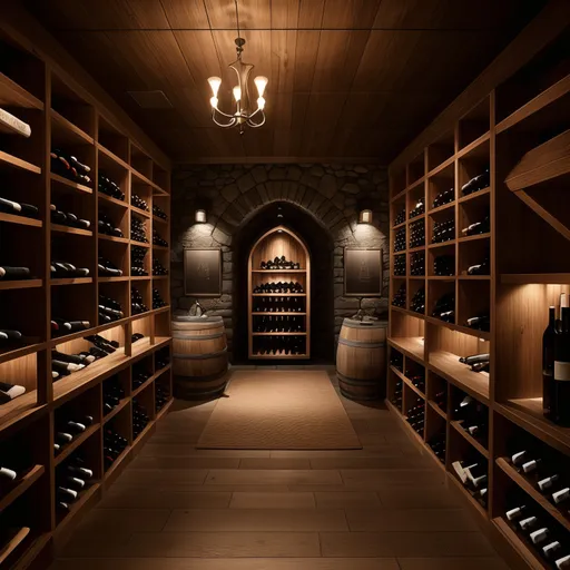 Japandi Wine Cellar design - AI generated interior design visualization