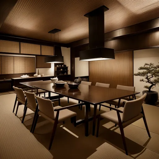 Japanese Dining Room design - AI generated interior design visualization