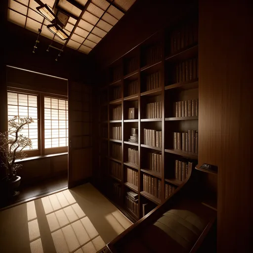 Japanese Library design - AI generated interior design visualization