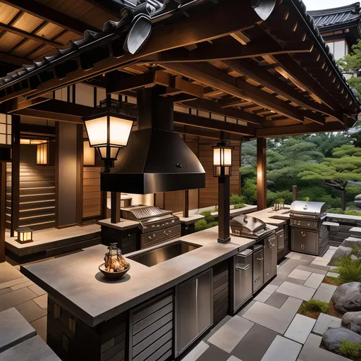 Japanese Outdoor Kitchen design - AI generated interior design visualization