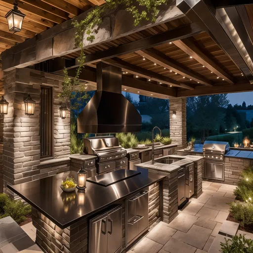 Luxury Outdoor Kitchen design - AI generated interior design visualization