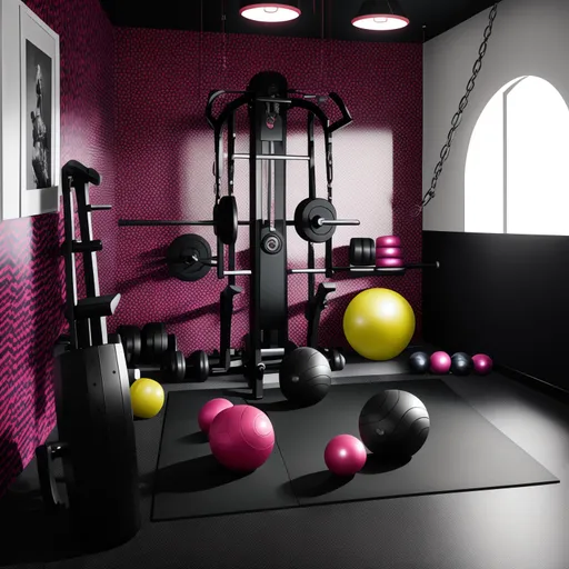 Maximalist Home Gym design - AI generated interior design visualization