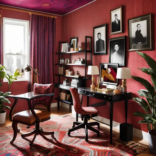 Maximalist Home Office design - AI generated interior design visualization