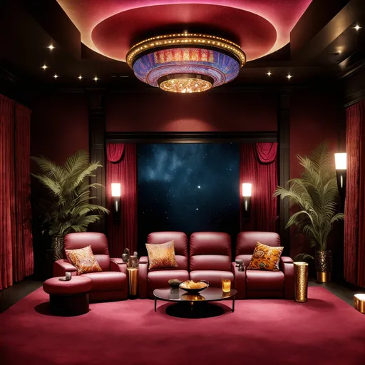Maximalist Home Theater design - AI generated interior design visualization