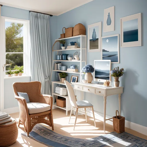 Mediterranean Home Office design - AI generated interior design visualization