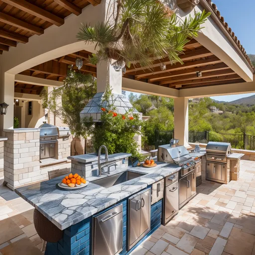 Mediterranean Outdoor Kitchen design - AI generated interior design visualization