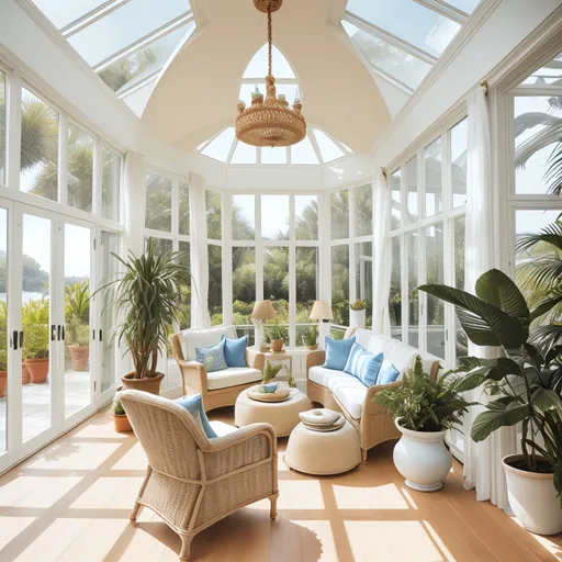 Mediterranean Sunroom design - AI generated interior design visualization